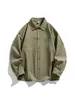 Camisa de trabajo estilo japonés para hombre, corte holgado, manga larga, camisa casual vintage para primavera y otoño, negra, caqui, verde, chaqueta versátil