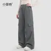 Coleção de outono 2026 para meninas Xiaofei, novas calças de trabalho de cor sólida, calças casuais versáteis para crianças mais velhas, calças infantis da moda