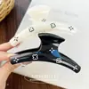 Presilha de Cabelo de Alto Padrão Estilo Chanel, Trevo de Quatro Folhas, Preto e Branco, Moda Versátil para Coque na Nuca, Presilha de Tubarão, Acessório de Cabelo, Atacado