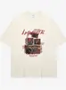 Camiseta de Verano Pesada Estilo Americano de Moda Retro, Algodón Puro High-Street de Manga Corta para Hombre, Top Holgado de Media Manga