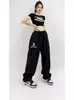 Leggings con Estampado Retro de Calle Americana Transfronterizos Pantalones de Chándal para Mujer Ins Cintura Alta Pierna Ancha Pantalones de Chándal Sexy Casual para Mujer