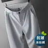 Pantalones casuales de seda helada italiana para hombre, pantalones de negocios rectos holgados para otoño, pantalones elásticos sin arrugas para hombre, estilo nuevo