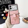 Moda Luxo Adequado para Huawei Nova Flip Anel do Mickey Corda Transversal Couro Criativo Tela Dobrável Celular
