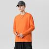 Camiseta de Manga Larga para Hombre Primavera y Otoño 2022 Juventud Color Sólido Cuello Redondo Deportiva Algodón Puro Holgada Camisa Base Estilo Japonés Atractivo