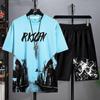 Conjunto de Camiseta de Manga Curta de Verão para Homens, Moderno e Estiloso, Casual Ins Marca da Moda Camiseta de Manga Curta de Seda Gelo Conjunto de Duas Peças para Homens, Versátil