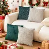 Funda de Almohada Navideña Conejo sin Relleno Piel de Conejo Acolchada Árbol de Navidad Cojín de Respaldo para Sofá del Hogar Funda de Cojín Festiva