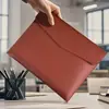 Bolsa de Documentos de Cuero para Negocios, Bolsa para Archivos A4, Bolsa Impermeable para Almacenamiento de Información con Broche, Maletín Portátil de Gran Capacidad, Personalización