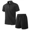 Conjunto de Camisa Polo de Seda Helada de Secado Rápido para Hombre y Shorts