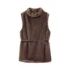 Top Chaleco de Cuello Alto Estilo Vintage de Moda y Versátil con Cinturón de Tendencias de Moda Populares Europeas y Americanas de Amazon y Aliexpress