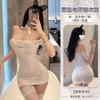 Vestido Dormila Sexy Lingerie, Feminino, Levemente Transparente, Um Ombro Só, Acabamento em Renda, Bodycon Apertado para Boate F736