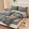 Funda de edredón de terciopelo de leche engrosada de invierno de doble cara AB, funda individual de inserto de edredón de franela de terciopelo de coral, juego de ropa de cama de cuatro piezas para dormitorio