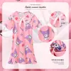 Bata de Noche de Niña Transfronteriza Pijama de Verano para Niños Vestido de Encaje de Manga Corta Vestido Pijama Delgado de Verano para Bebé Niña