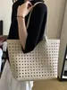 Bolso de Hombro Personalizado Calado Estilo Coreano Estilo Ins para Mujer, Nuevo Modelo Verano 2026, Bolso Tote Color Sólido Tejido para Viajes de Vacaciones