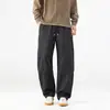 Calça Casual Retrô Americana de Verão 2026 Masculina Solta Curva Pequena Perna Reta Perna Larga Cinza Médio Café Com Etiqueta