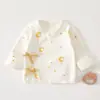Roupas de Algodão Puro para Bebê Recém-Nascido com Costas Abertas Categoria A Primavera & Outono Mangas Longas para Bebês de 0 a 3 Meses em Casa como Roupas Base Monge