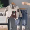 Nuevo Conjunto de Primavera y Otoño para Niños: Conjunto Elegante de Ropa Infantil, Suéter Casual de Otoño para Bebé, Chaleco y Camisa Tres Piezas