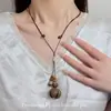 Nova Corrente de Suéter Camada Única com Pingente Longo de Flor em Madeira Estilo Chinês, Design Étnico Zen, Acessório Único