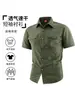 Camisa masculina de manga curta de secagem rápida para o verão, roupa de trabalho respirável, gola de lapela, múltiplos bolsos, camisa casual para atividades ao ar livre 2628