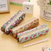 Estilo Floresta Elegante Estojo Lápis Coreia do Sul Bolsa de Papelaria Lona Vintage Floral Pontilhado Estojo Lápis Comércio Exterior Caixa de Papelaria