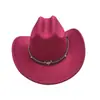 Sombreros de vaquero estilo occidental para hombres y mujeres, sombreros de lana vintage estilo jazz, accesorios transfronterizos para adultos con cabeza de vaca, sombreros de sol de ala ancha