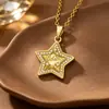 Collar de Lujo Ligero de Nicho de Venta Caliente Cruzado Exquisito Versátil Colgante de Estrella de Cinco Puntas para Mujer Cadena de Acero Inoxidable