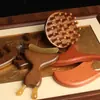 Pente de massagem em madeira maciça, escova de meridianos em chifre de boi, ferramenta gua sha para cuidados com os cabelos e terapia capilar, pequeno pente de madeira para desbloqueio de meridianos da cabeça e do corpo