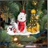 Cross-border novo produto natal cão boneco de neve decorações pingente presente de natal acrílico plano carro pendurado ornamentos