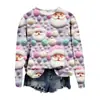 Popular Sudadera Nueva de Otoño e Invierno Transfronteriza Europea y Americana Estampada en 3D para Mujer Navideña Callejera de Moda con Cuello Redondo y Hombro Derecho