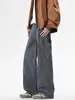 Roupa Masculina Fengshe / Nova Calça Casual Primavera e Outono Algodão Puro Meio Elástico na Cintura Estilo com Botão e Cinto High Street Americana Calça de Comprimento Total