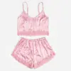 Roupa íntima sexy europeia e americana explosões sexy suspensórios de renda shorts de renda roupas femininas duas peças fonte atacado