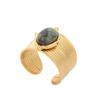 Anillo abierto de estilo corte francés exagerado con incrustaciones de piedras semipreciosas, anillo con sentido de diseño avanzado, joyería para mujer 2023