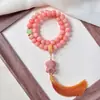 Pulsera Bodhi Polvo Flor de Durazno 108 Cuentas Budistas para Mujer Pulsera de Múltiples Vueltas Bodhi de Mano Círculo Único Venta al por Mayor
