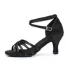 Sapatos de Dança Latina para Mulheres, Solado Macio Adulto, Salto Médio Alto, Prática de Dança Padrão Nacional para Meninas, Dança Country Cetim Fabricante Atacado