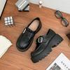 Yuanlitong 2025 Sapatos Loafer de Plataforma Femininos Estilo Coreano Camurça Couro Uniforme Sapatos para Outwear Feminino Estilo College Salto Grosso