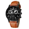 Bestseller de E-commerce Relógio masculino com pulseira de couro Geneva novo modelo relógio de pulso masculino de quartzo com três mostradores de negócios