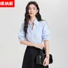 Moda Nueva Estilo Diosa Primavera y Verano 2026 Camisa Top Casual Profesional para Mujer Camisa Azul para Mujer