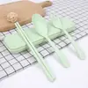 [Juego de tenedor/cuchara/palillos] juego de tres piezas de vajilla palillos cuchara paja de trigo portátil para estudiantes niños
