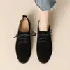 Primer Encuentro con Zapatos Mocasines de Estilo Británico: Zapatos Pequeños de Cuero Vintage, Zapatos de Mujer con Tira Cruzada Mate y Tacón Bajo con Cordones