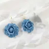 Aretes de Flor de Tela de Mezclilla Azul Dulces y Frescos Estilo Coreano para Mujer, Diseño de Nicho, Aretes Versátiles y Elegantes