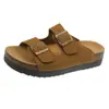 Zapatos Retro de Suela Plana Suave con Aumento de Altura para Mujer 2026 Nuevo Estilo Chanclas de Exterior de Suela Gruesa Suela de Corcho de Una Tira Casual Medias Chanclas