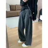 Pantalones Casuales de Cuadros Negros y Grises para Mujer, Pantalones Largos de Otoño Nuevos para Tallas Grandes, que Cubren la Cadera, Adelgazantes, Cintura Elástica, Pantalones de Pierna Recta y Pierna Ancha