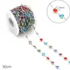 Corrente de Contas Gota de Óleo de Aço Inoxidável Titânio Aço Feito à Mão DIY Corrente Joias Vidro de Cristal Contas Margarida Corrente de Extensão Acessórios