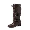 Botas de caballero plisadas de moda estilo británico de 4,5 cm, nuevo modelo otoño e invierno 2026, punta redonda, tacón grueso, botas altas hasta la rodilla