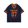 Verano Hombres Hip-Hop Americano Cuello en V Sin. 7 Camiseta Deportiva de Baloncesto de Malla Transpirable Retro de Manga Corta para Jóvenes