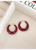 Aretes Esmaltados Gota Roja Femeninos Retro Lujo Ligero High-end Aro para la Oreja 2025 Nuevo Combinación Total Aretes Elegantes