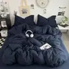Conjunto de cama de quatro peças para maternidade e infantil, 100% algodão, cor sólida, design simples, comércio exterior transfronteiriço, lençol com elástico e capa de edredom de algodão puro para dormitórios estudantis