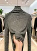 Camiseta Base Jacquard de Encaje Engrosada de Venta Caliente para Otoño e Invierno para Mujer, Top Cálido de Cuello Alto para Otoño e Invierno
