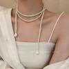 Retro longo colar de pérolas Coreia do Sul simples design elegante clavícula cadeia internet celebridade personalizado Novo colar de pingente para mulheres