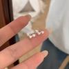 Pendientes triples de plata de ley S925 con forma de corazón para mujer, pequeños y apilados, combinables con todo.