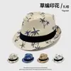 Sombrero de jazz con estampado de palmeras transfronterizo para hombre, sombrero casual de verano, sombrero de playa para papá, sombrero para protección solar al aire libre para mediana edad y personas mayores